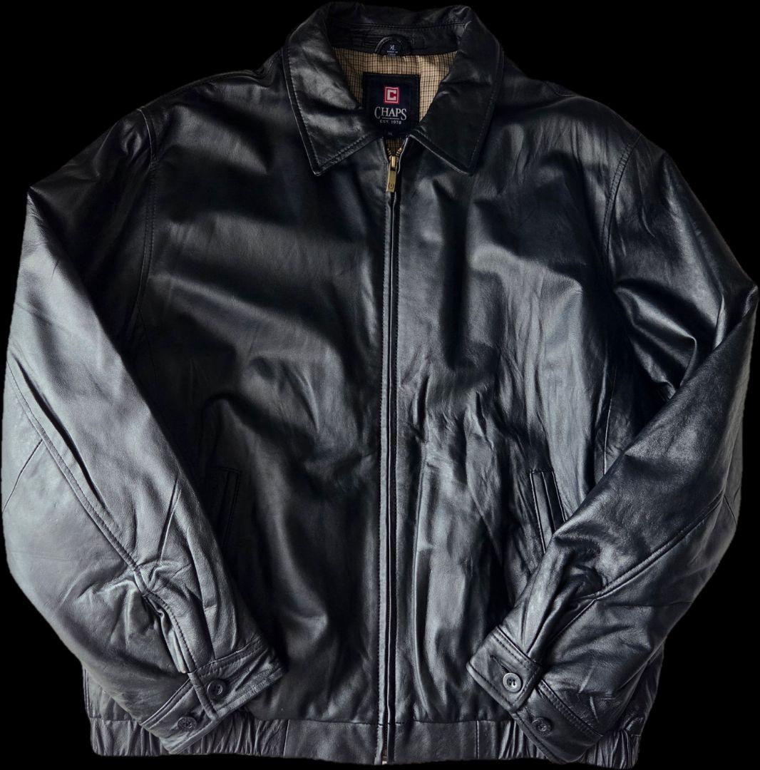 90s chaps Ralph Lauren レザー ジャケット ダウン - メルカリ