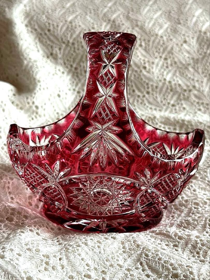 ⭐︎新品未使用⭐︎ 【NACHTMANN】ガラス製 バスケット 赤 ヴィンテージ ⭐︎新品未使用⭐︎ 【NACHTMANN】ガラス製 バスケット 赤