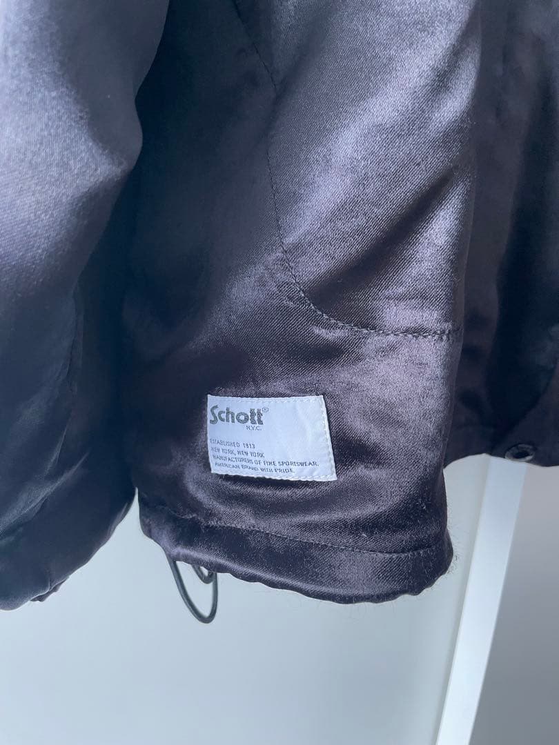 美品 schott ショット レーヨン コーチジャケット サテン L 黒 - メルカリ