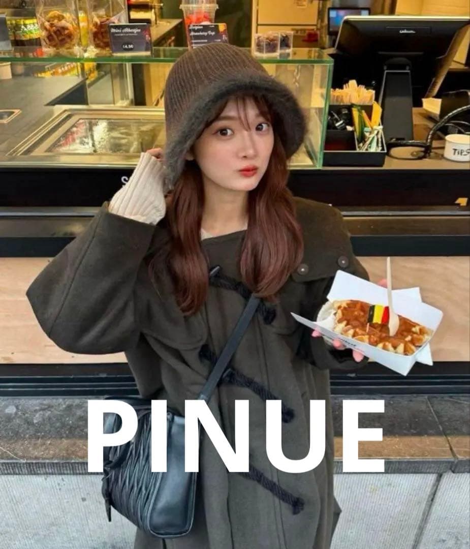 ピヌエ　PINUE ロングダッフルコート　チャコール♡ PINUE 2023 Winter Collection】 オンラインショップにて販売中
