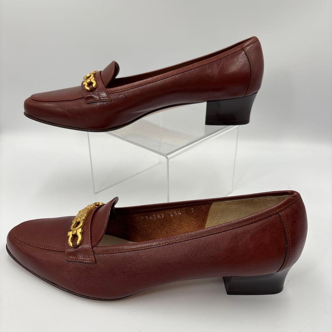 サルヴァトーレフェラガモ ガンチーニ パンプス 7C 24.5cm ブラウン