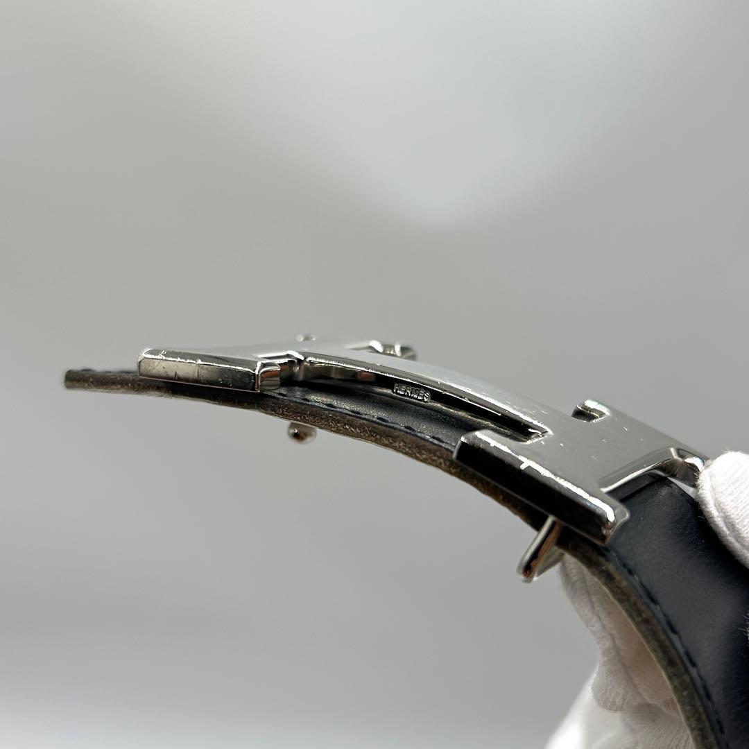 タピタピ様エルメス✨Hベルト ネイビー ホワイト シルバー金具 H刻印