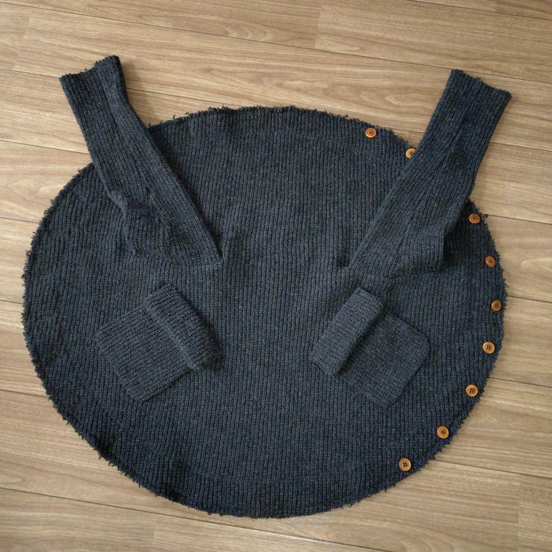 極美品】AD2002 コムデギャルソン サークルニット グレー 変形デザイン