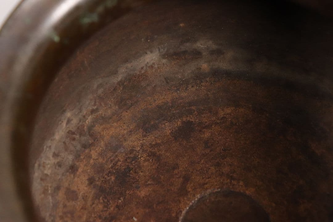 龍文堂 古銅 建水 こぼし 茶道具 煎茶 蝋型鋳造 中国 銅製 時代【MA461