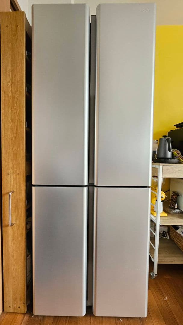 AQUA 420L　2022年製　4ドア冷蔵庫 シルバー アクア AQUA 冷蔵庫 4ドア 420L フレンチドア(観音開き) 幅70cm サテン