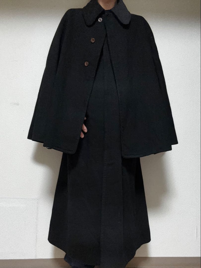 ビンテージ インバネス 外套 昭和初期トンビコート ブラック 大正