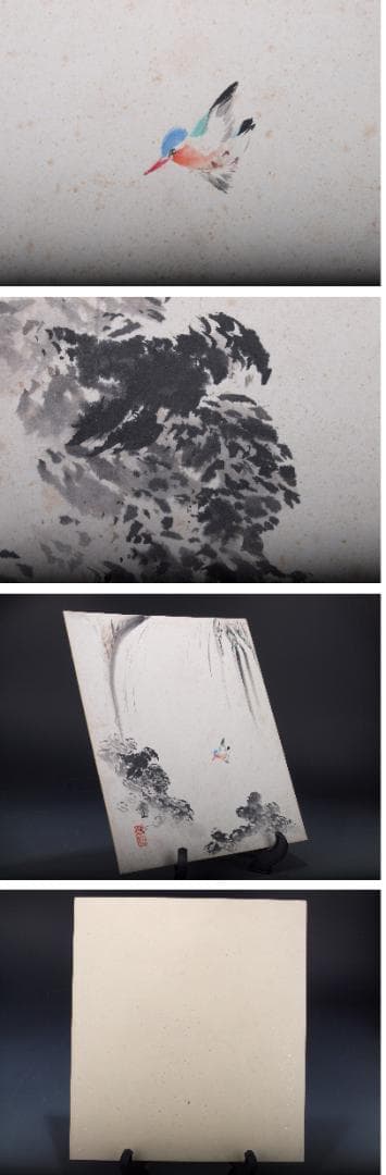 骨董市仕入れ　時代の肉筆絵札　激安骨董品 X543D1-4