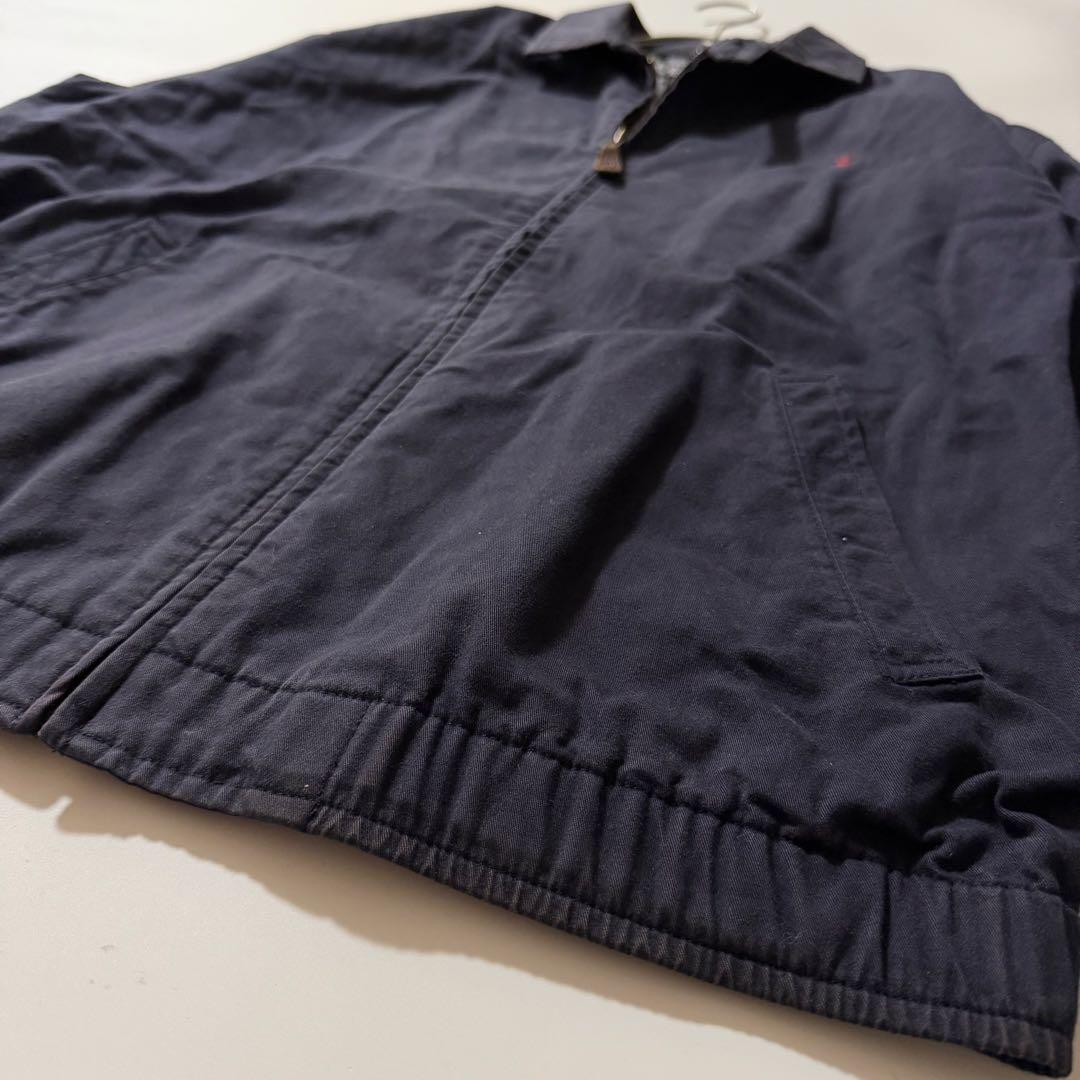 90s ポロラルフローレン スウィングトップ チンスト 裏地チェック M 紺