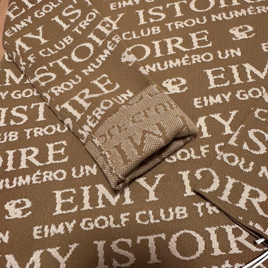 ロゴ ニット ワンピース モックネック 長袖 春秋冬 ベージュ サイズF