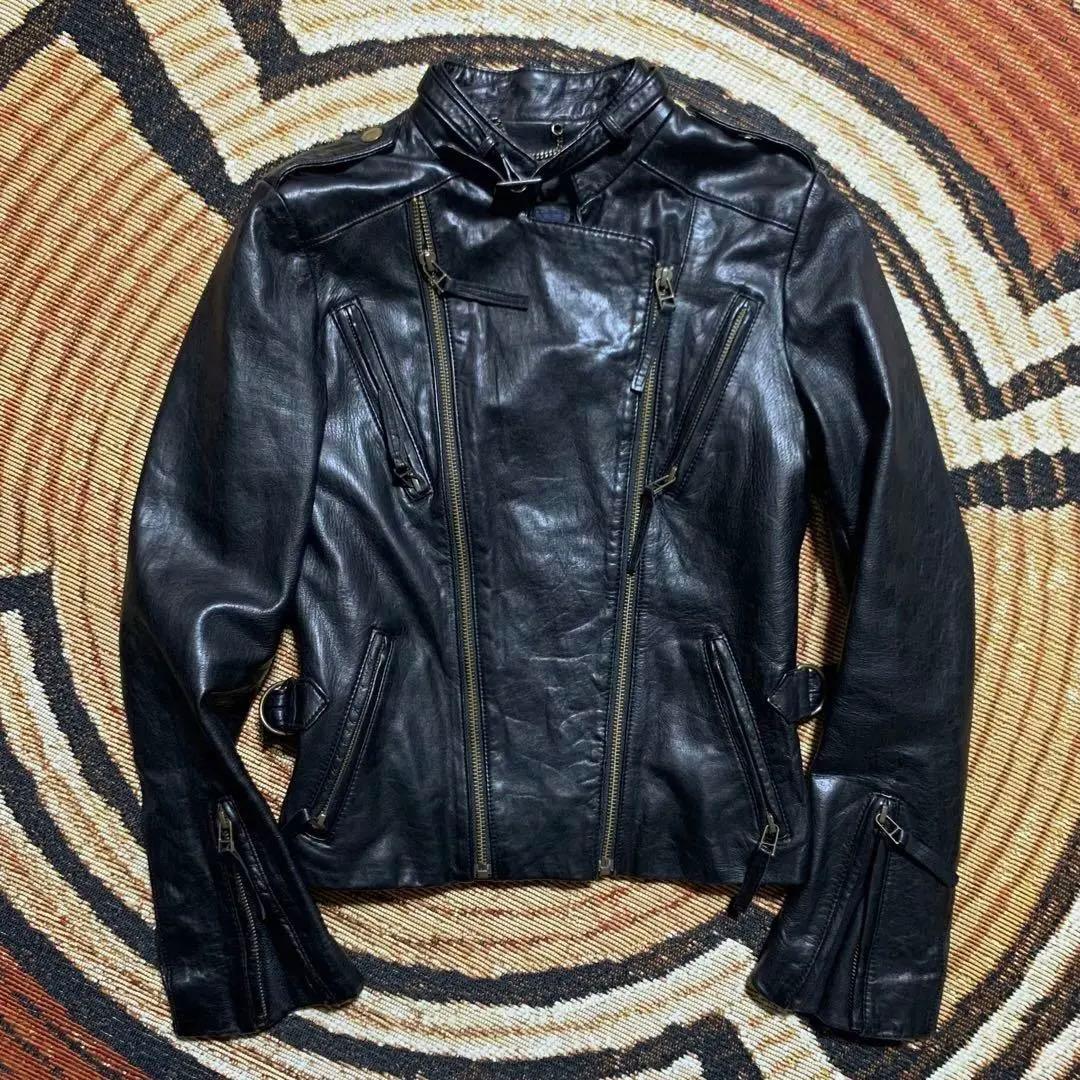 OLD GAP 黒 本革 レザーライダースジャケット - メルカリ