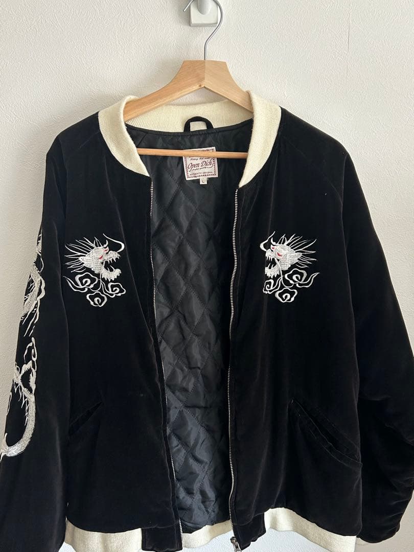 Open Ditch 黒 スカジャン ベロア Lサイズ - メルカリ