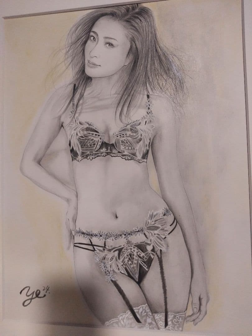 裸婦、美人画、絵画6号、しなりW山本英二、真作、肉筆、額縁、高塚