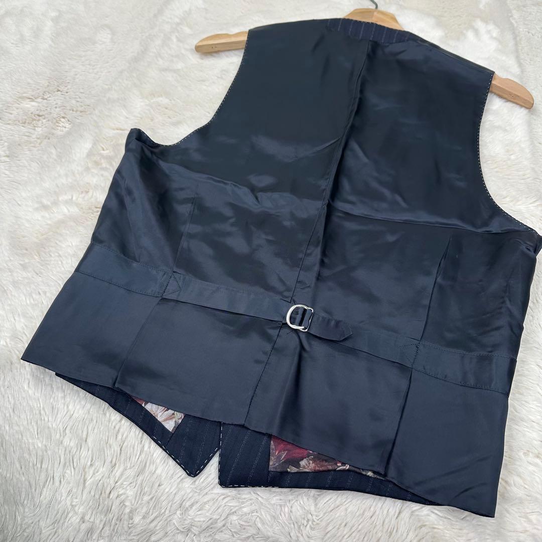 美品✨ポールスミスロンドン 花柄 裏地 シルク混 ストライプベスト