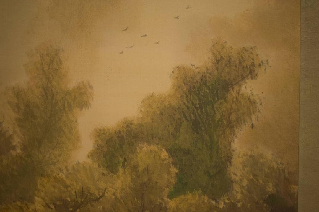 真作/大江月峰/秋山人物帰樵図/布袋屋掛軸HI-605