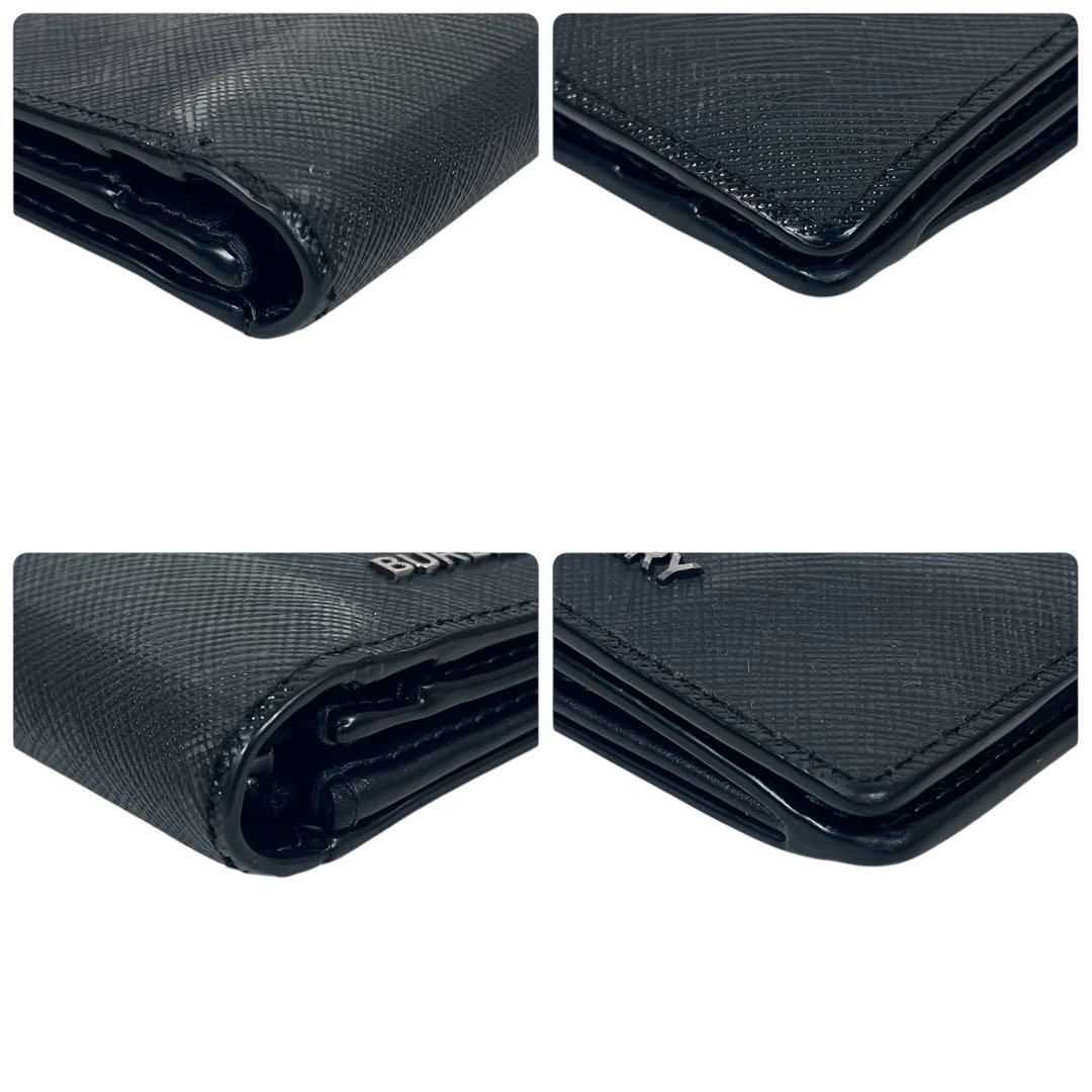 バーバリー 長財布 シャドーチェック ロゴプレート 二つ折り レザー