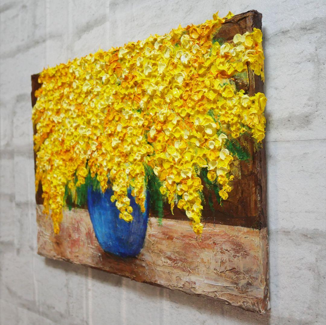 油絵 油彩 油彩画 絵 絵画 【ミモザ】F4号 - メルカリ