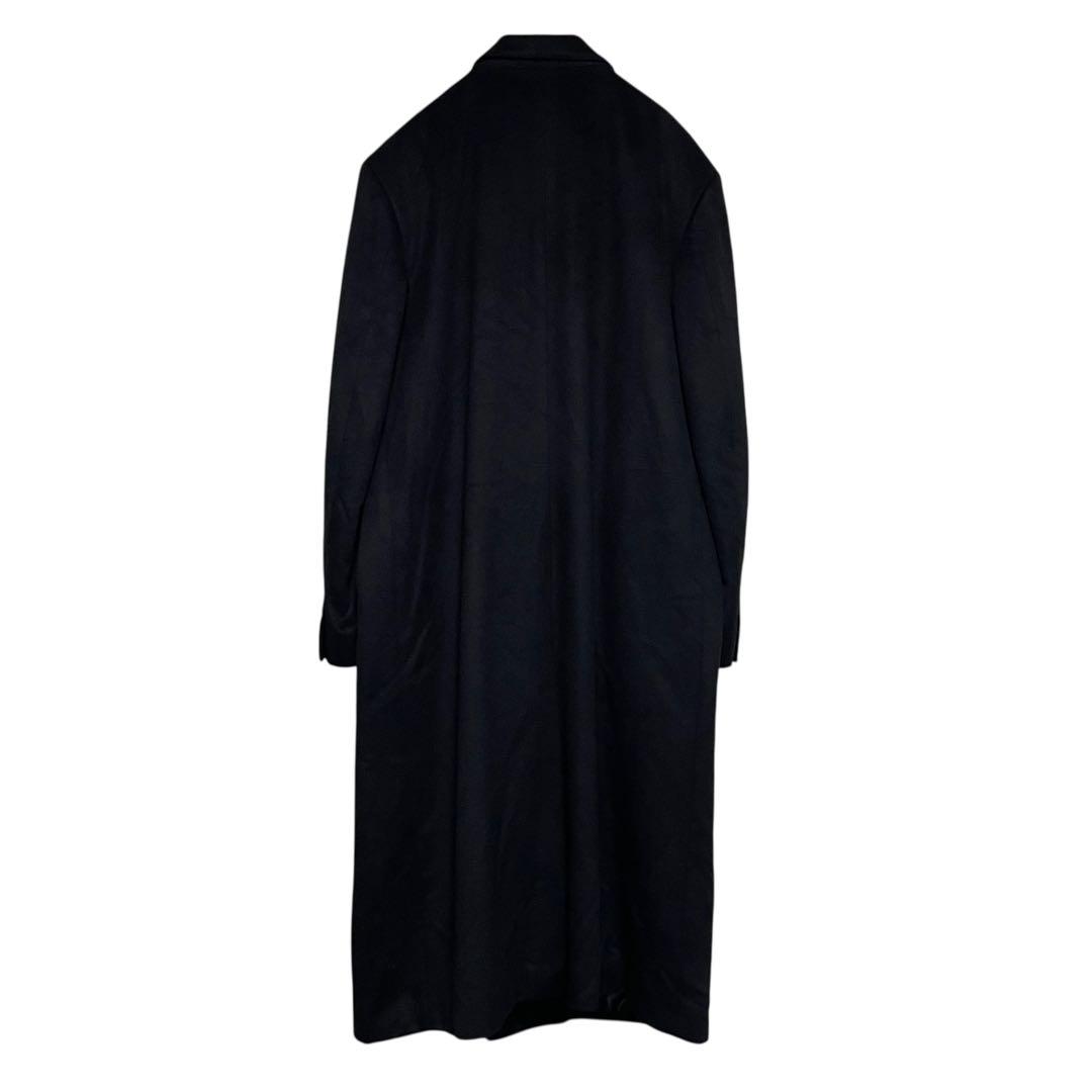 カシミヤ100%×大きいサイズ】極美品 マキシ丈比翼チェスターコート 黒