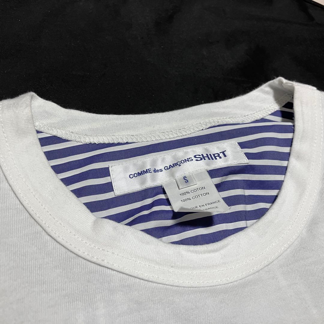 コムデギャルソンシャツ ストライプ ドッキング ロングシャツ