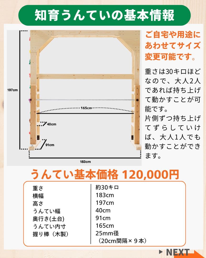 めねさんオーダー　室内うんてい　知育うんてい