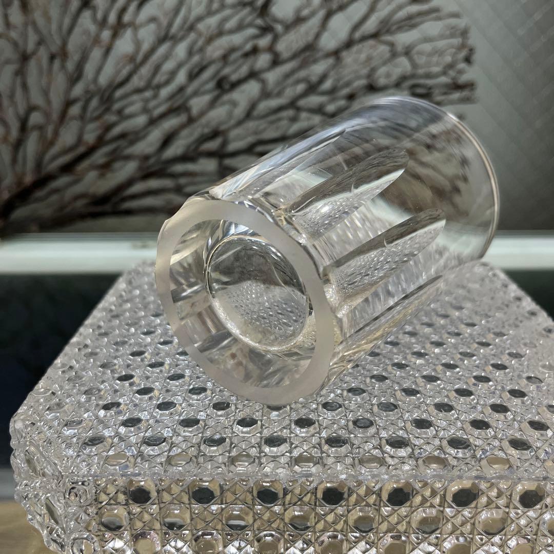 骨董 時代ガラス 希少 寸胴型 切子 水飲みコップ ウランガラス 1客