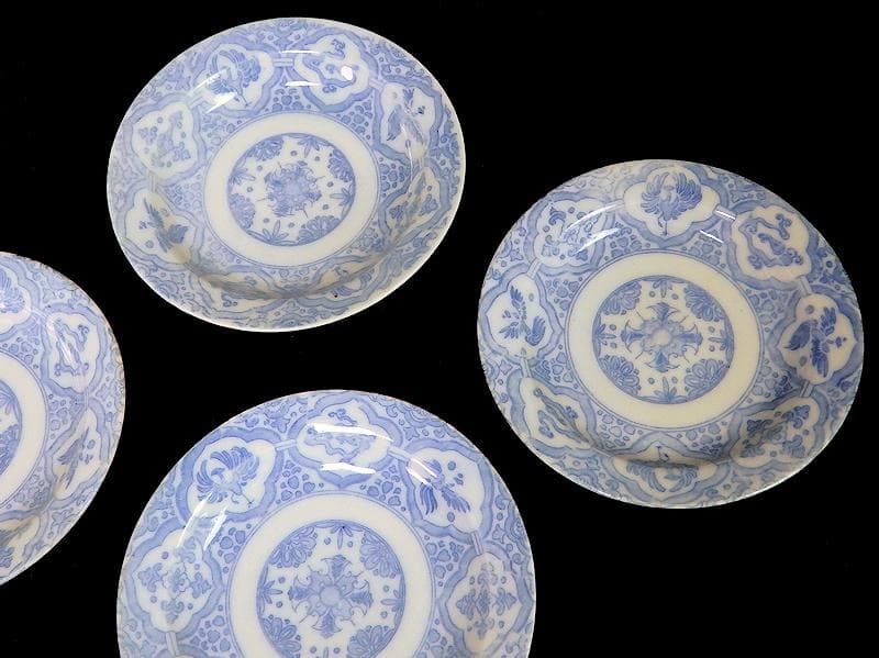 伊万里　印判　花に鳳凰　来栖紋の図　手塩皿　５枚　D567A-BNw