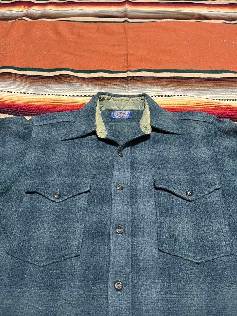 40s USA製 PENDLETON ボードシャツ \"オンブレ\" グリーン系
