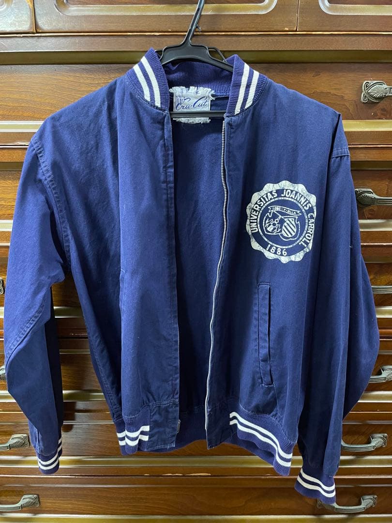 60s ビンテージ コットン スポーツジャケット スタジャン M ナス紺