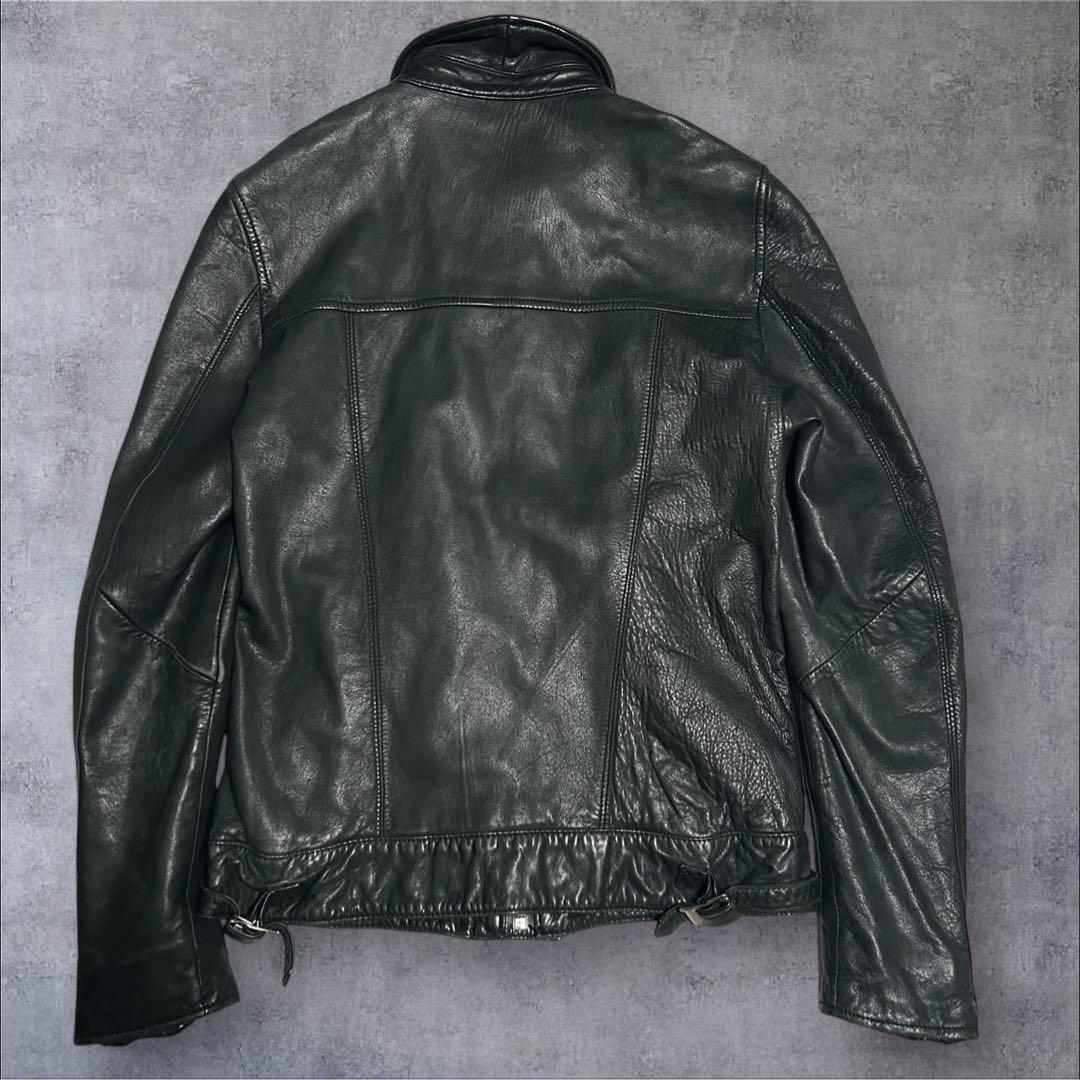 美品】ラムレザー ナノユニバース 裏地赤メッシュ ビッグジッパー