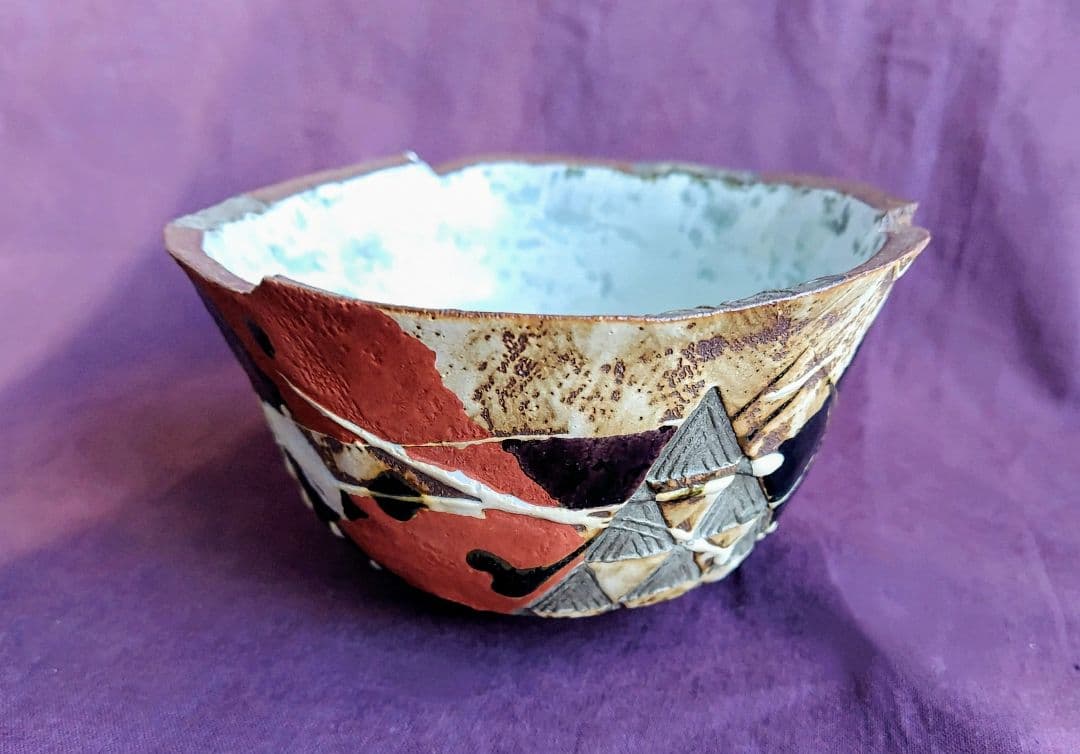 彩文茶碗 (熊本義孝 作) 未使用 新品同様