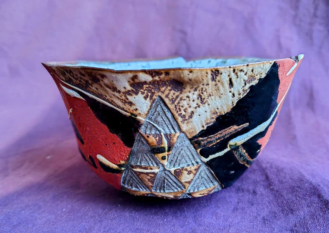 彩文茶碗 (熊本義孝 作) 未使用 新品同様