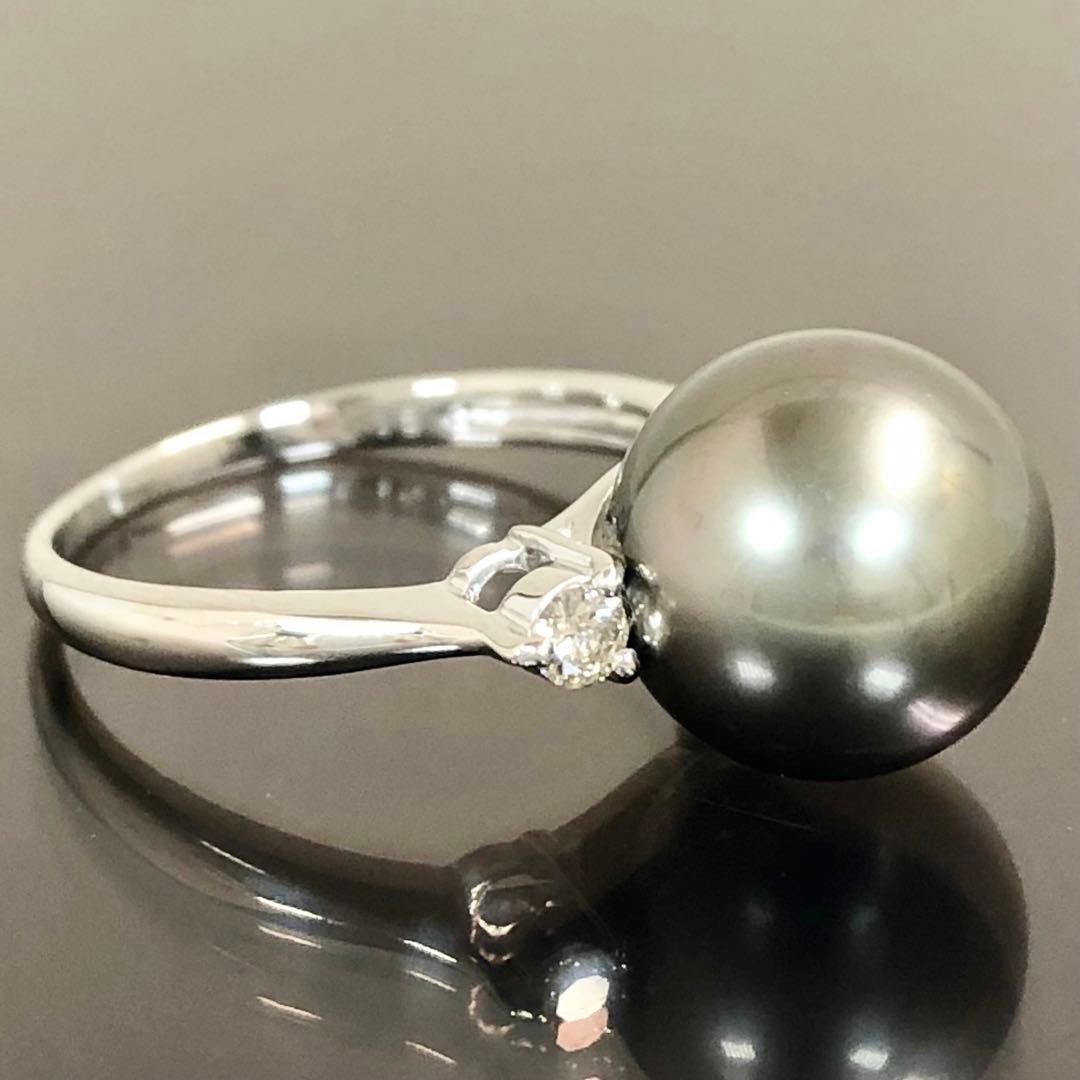 黒蝶真珠✨Pt900 パールリング指輪ダイヤブラックパール