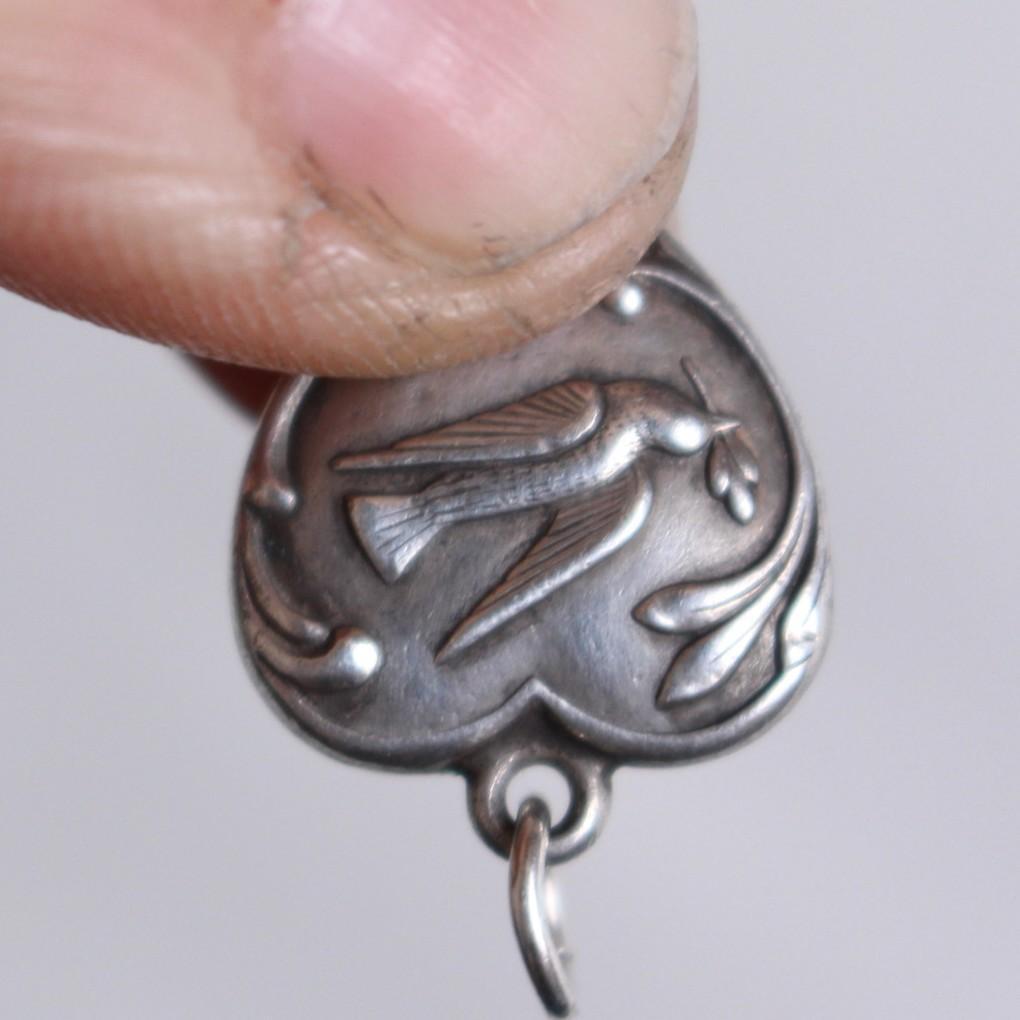 40s スウィートハートジュエリー シルバー 鳥 ハト 鳩 オリーブ 古着