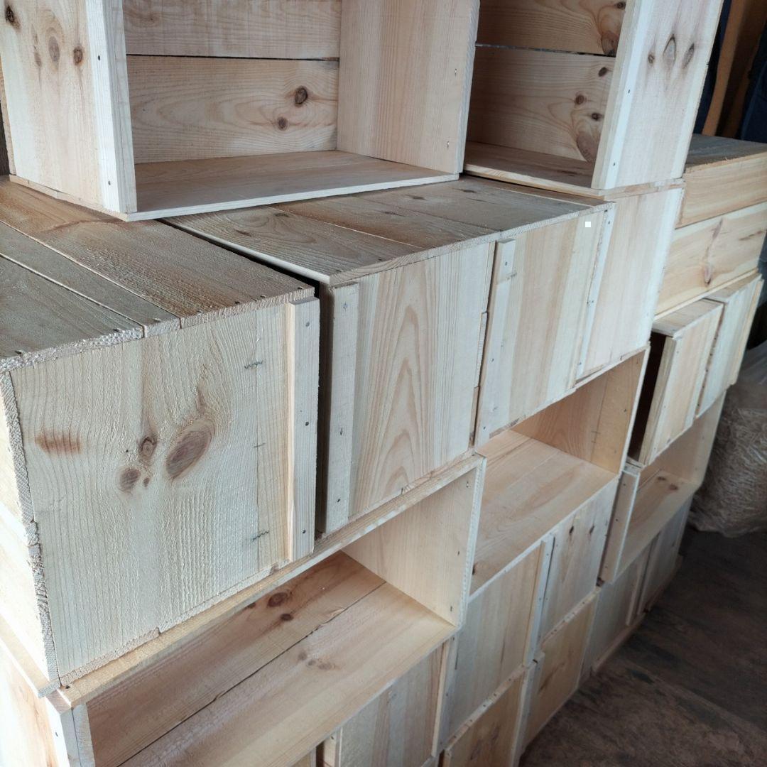 《底上げりんご箱》4箱セット★プランター 収納 木製本棚 キャンプ 木箱★