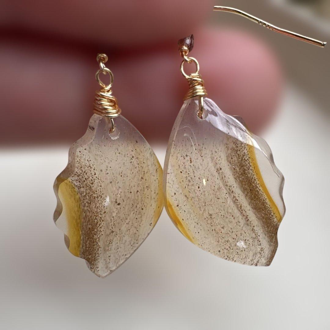 《skygray様》カーネリアンアゲートバタフライカービング②＊モスアゲート