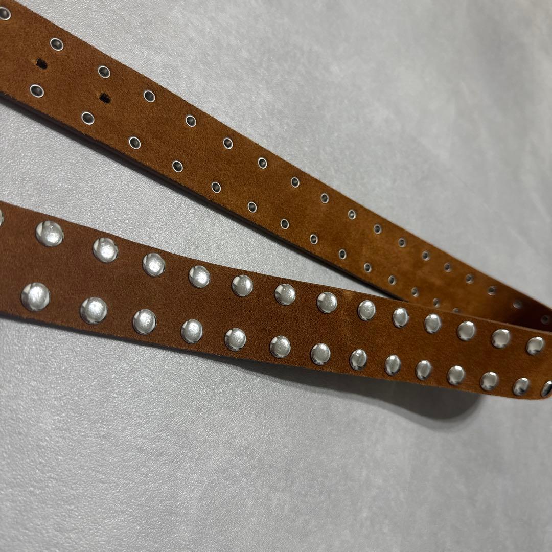 stussy 8 BALL STUDDED.BELT 茶リベットベルト s/m