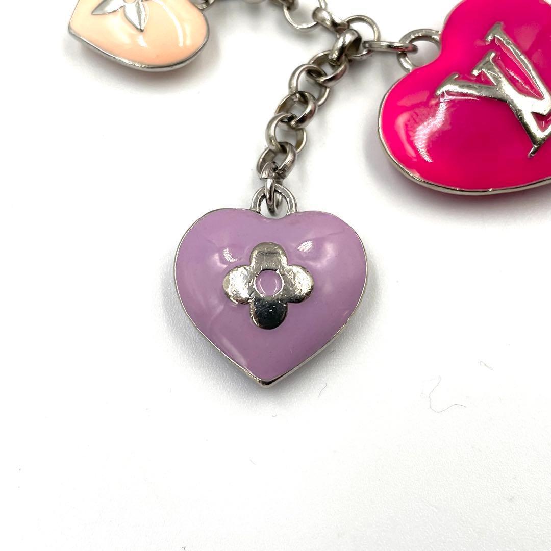 《超美品》ルイヴィトン キーホルダー チャーム ハート カデナ マルチカラー