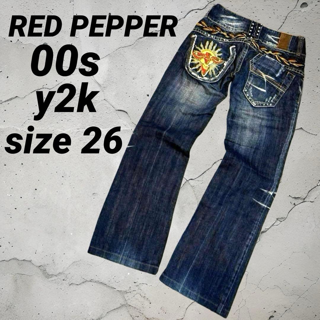 y2k 00s REDPEPPER ブーツカット ローライズ フレアデニム 刺繍 - メルカリ