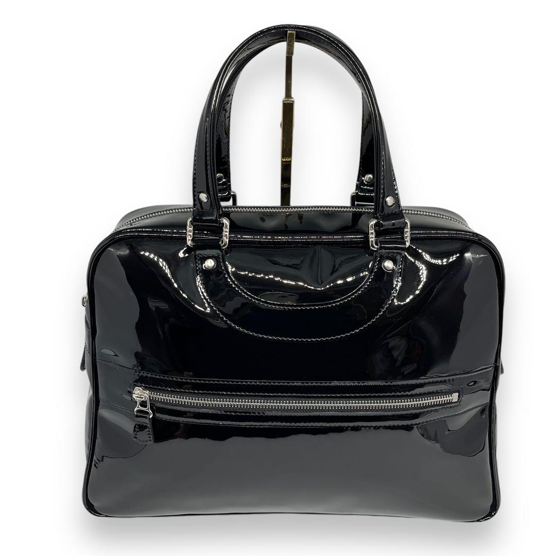 極美品□ジャックルコー 2023SS リスボン ボストンバッグ エナメル 黒