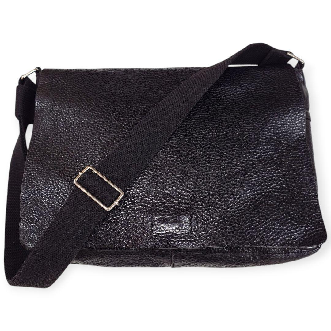 【Y2K】OLD GAP オールドギャップ カウレザー メッセンジャーバッグ 黒 美品 L アルミジップ OLD GAP 90s Y2K レザージャケット オールド