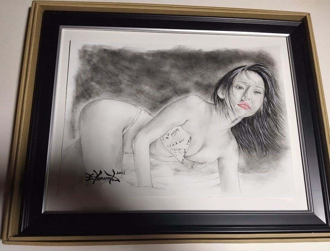 裸婦、美人画、絵画4Fしなり、山本英二、真作、肉筆、１点物、新品額縁、高塚省吾。