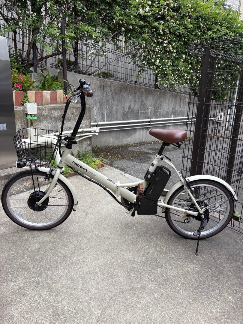 PROVOS 電動アシスト自転車 アイボリー 20インチ PROVROS（プロブロス） 電動自転車 折りたたみ 電動アシスト自転車 20