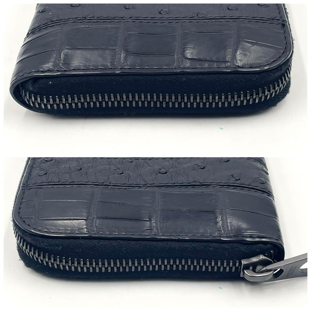 未使用級】ボッテガ オーストリッチ×リアルクロコダイル ジッピー