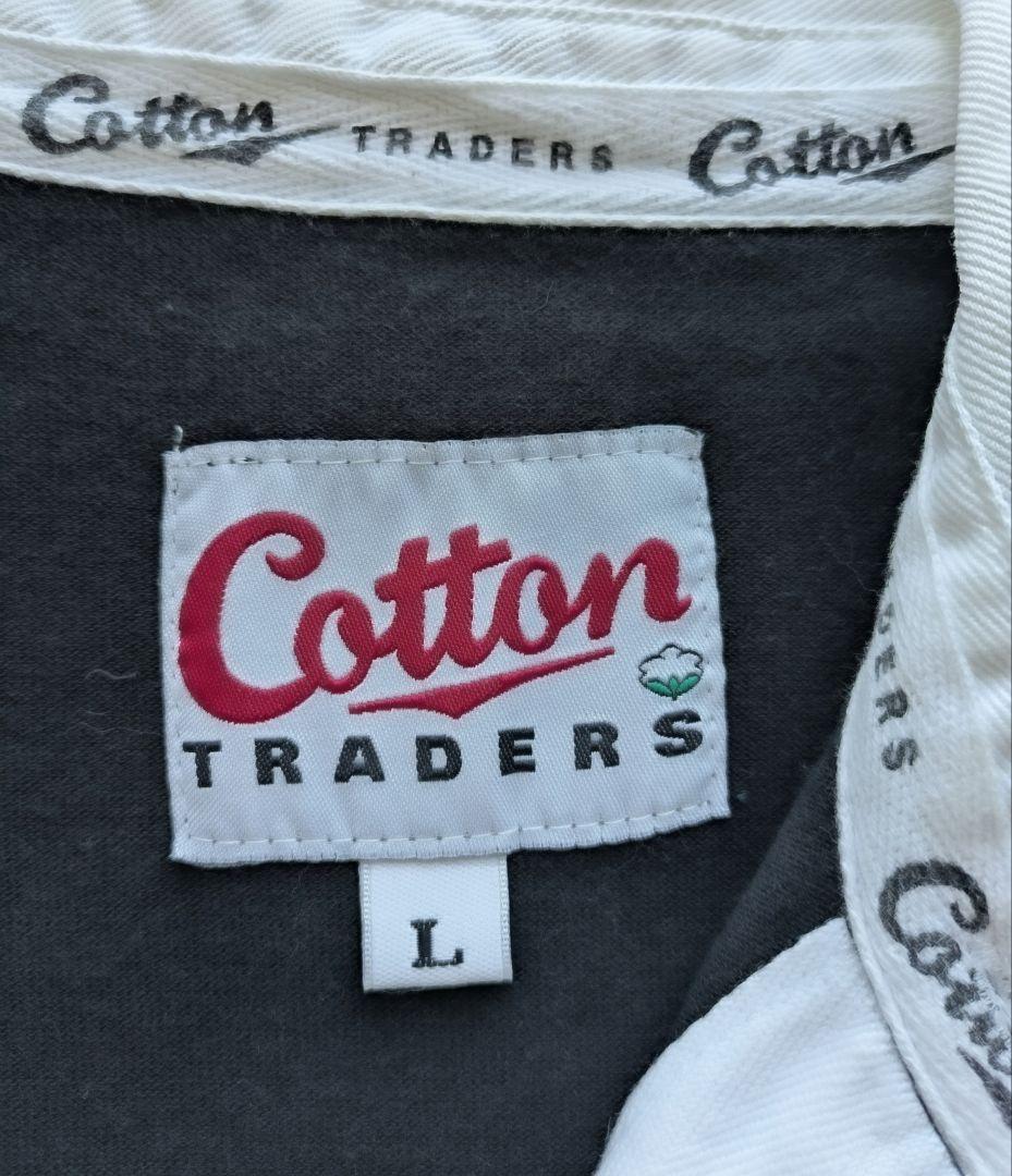 バーバリアンズ 古着 刺繍 ブラック 白黒 ボーダー ラガーシャツ L