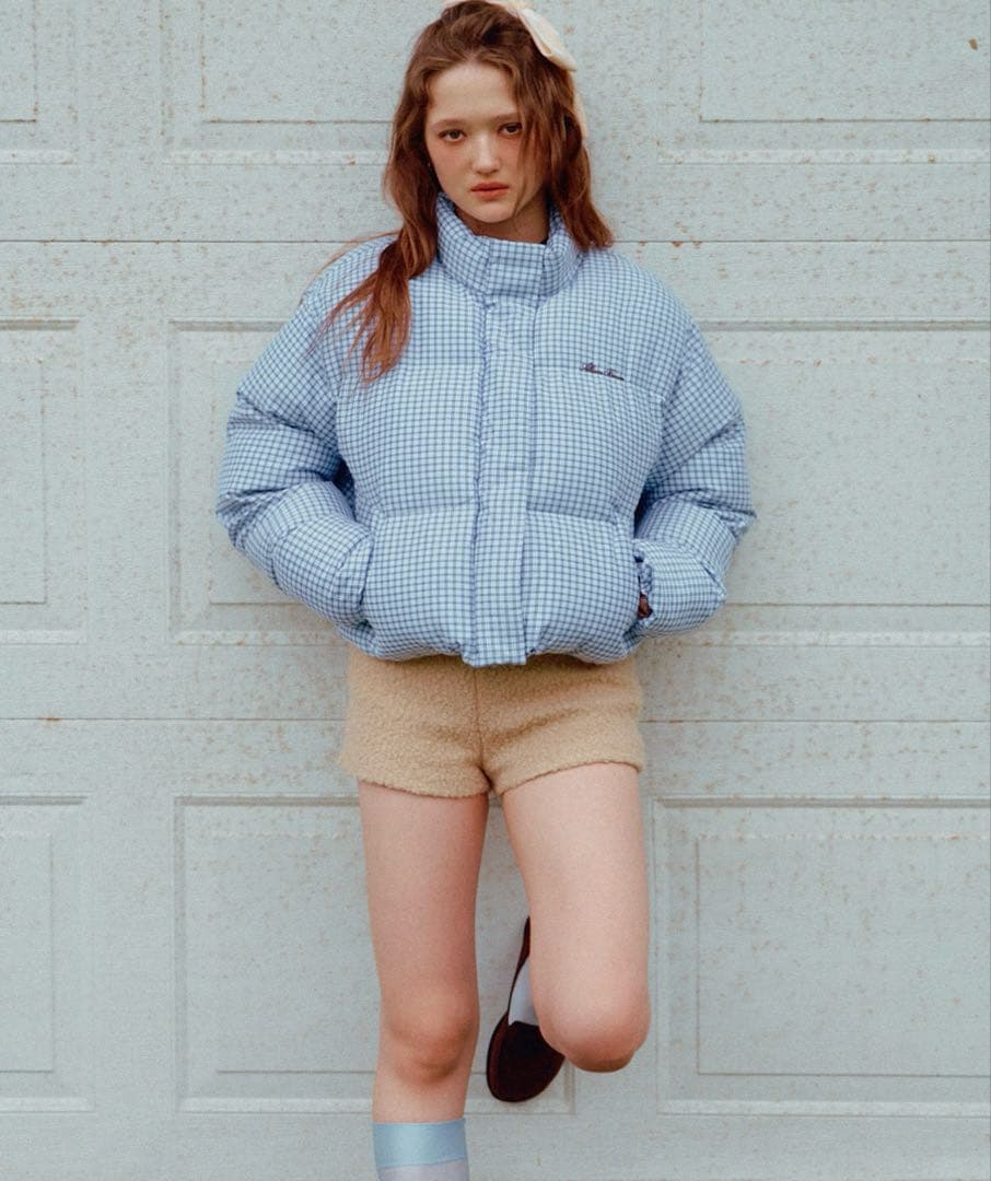 lotta　美品　ALLISON BROWN ギンガムチェックダウン ALLISON BROWN ギンガムチェックダウンベイビーブルー - メルカリ