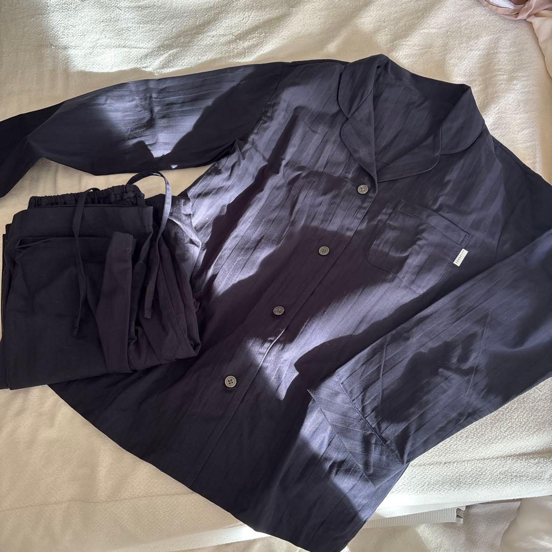 テネリータ　ダークネイビー パジャマセット　レディースTENERITA 綿 80/2プレーンジャージパジャマセット(レディース・グレー／メンズ