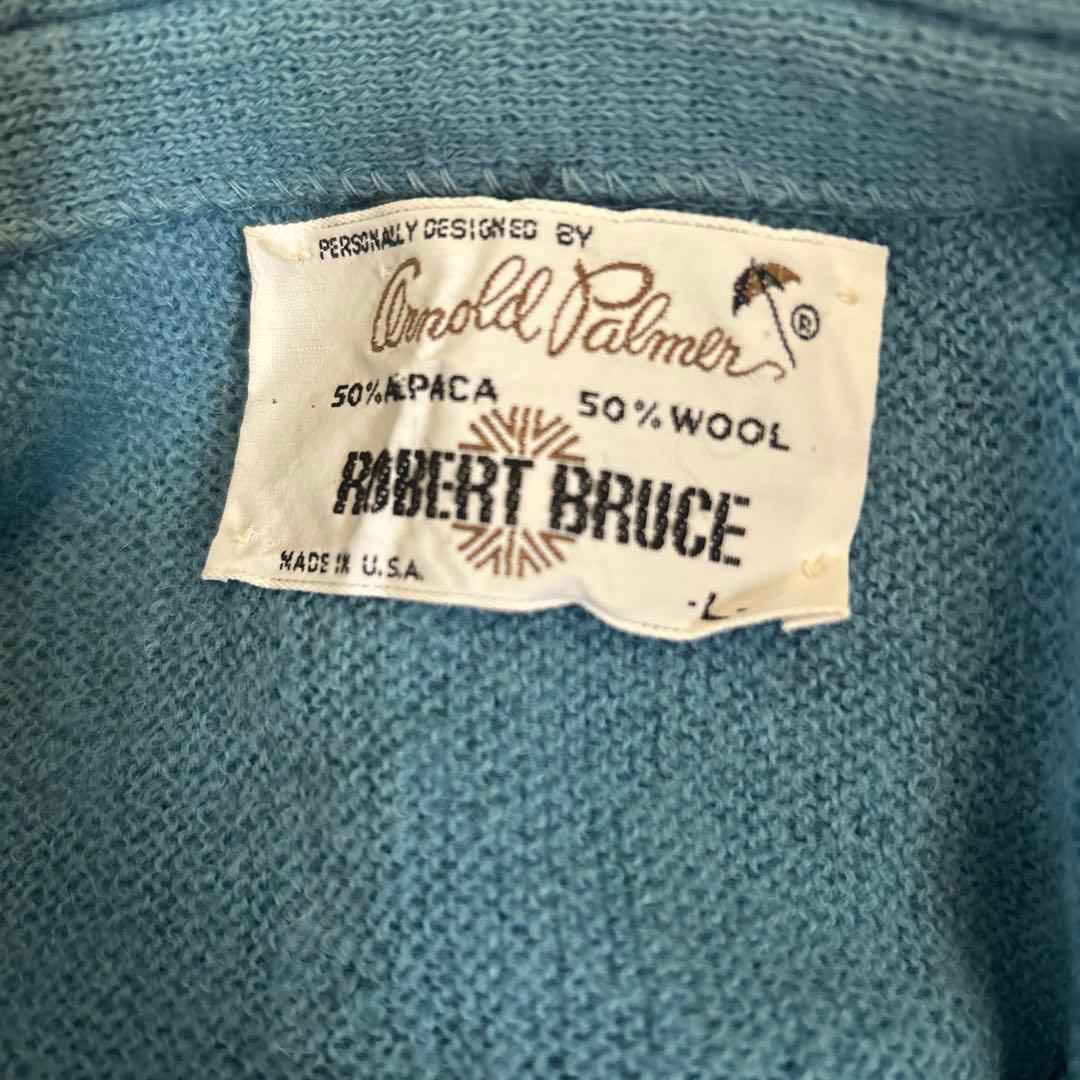 70s USA製 Robert Bruce アルパカ ニット カーディガン 水色 - メルカリ