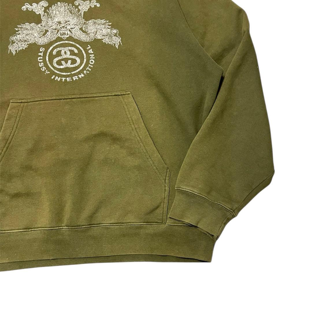 90s old stussy \"Dragon\" hoodie 鬼フェード ボロ