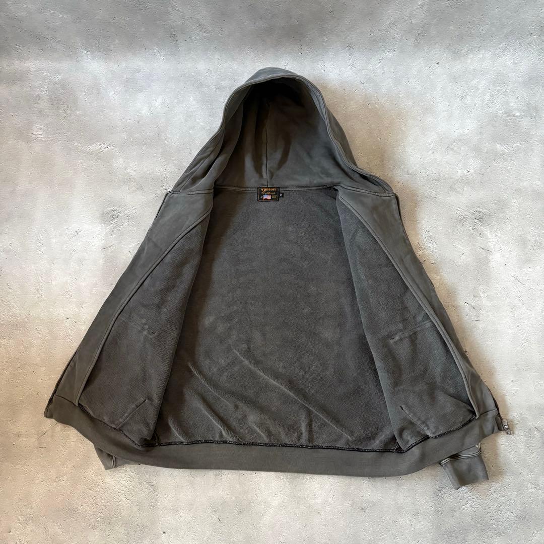 VANSON バンソン スカルボーン ジップパーカー ヴィンテージ加工 スミ