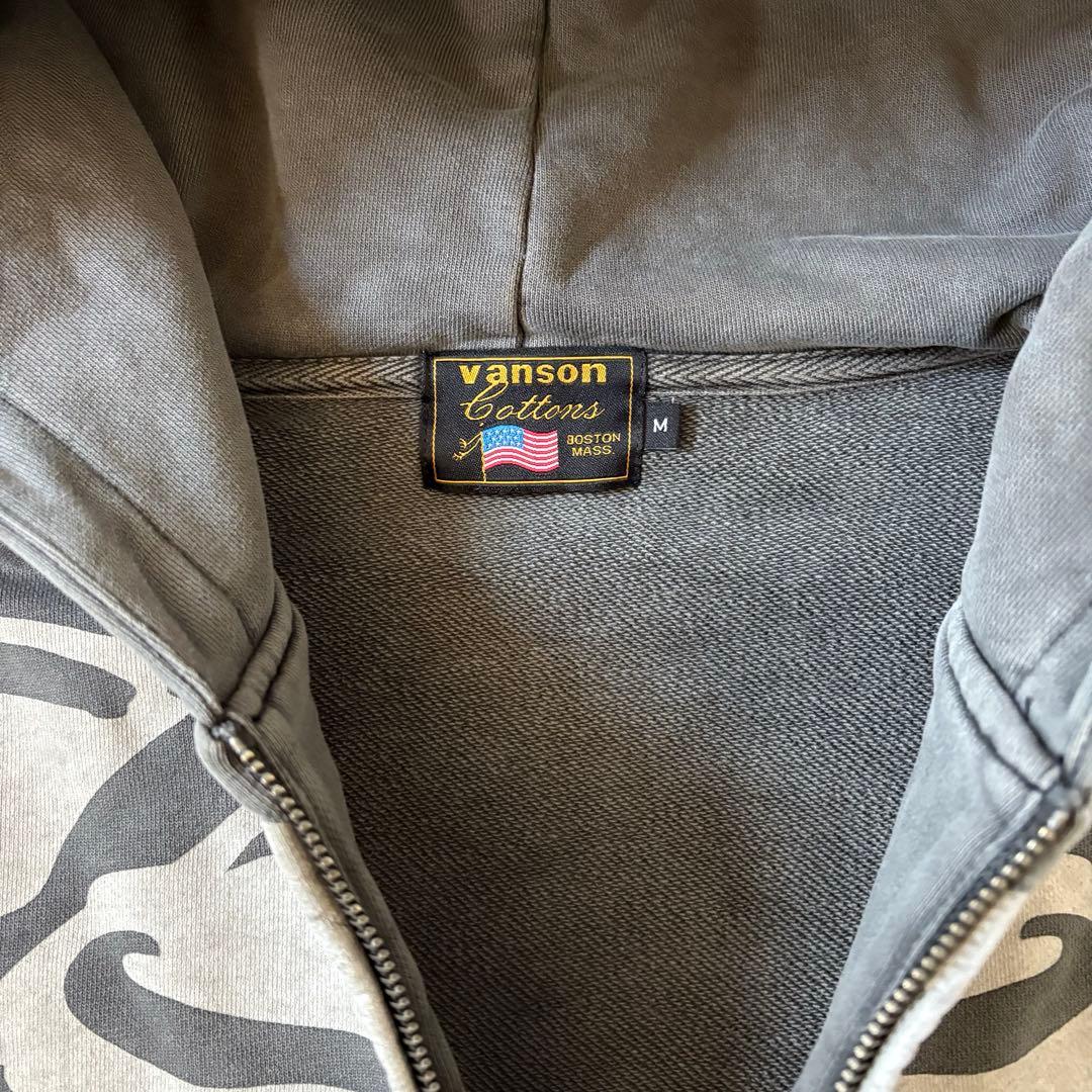 VANSON バンソン スカルボーン ジップパーカー ヴィンテージ加工 スミ