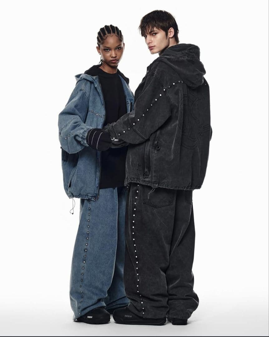 PLAYBOY x DIMITO スタッズデニムパンツ WASHED BLUE - メルカリ